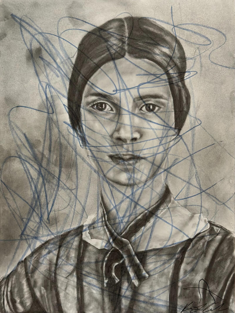 I felt a funeral in my brain, graphite and crayon on paper